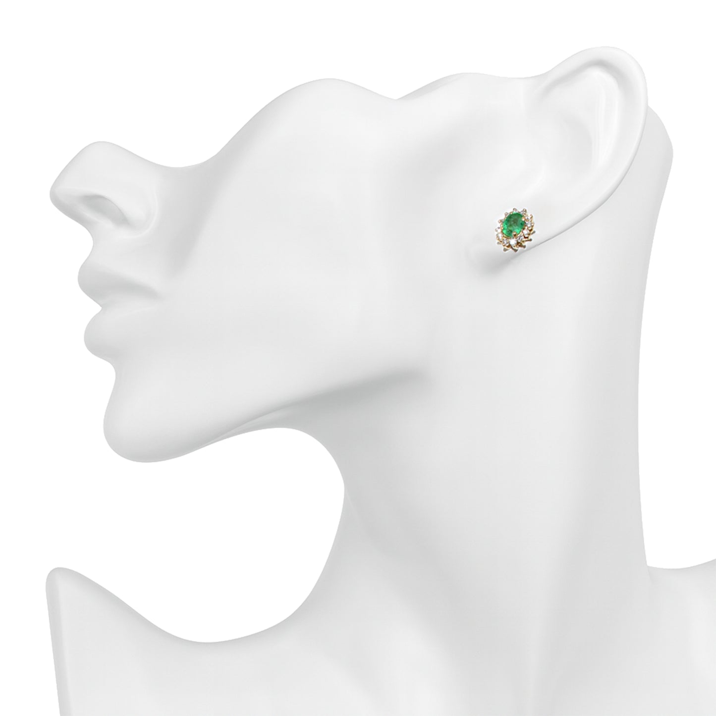 14k Emerald Diamond Stud Earring