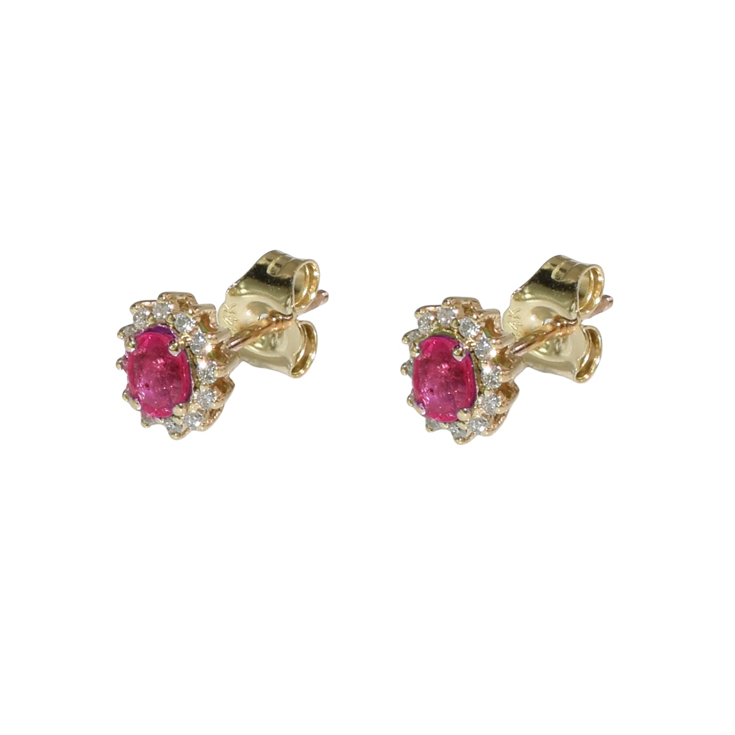 14k Ruby Diamond Stud Earring