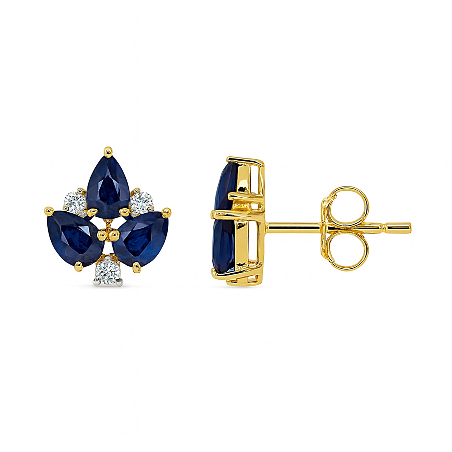14k Gemstone Diamond Leaf Cluster Earring