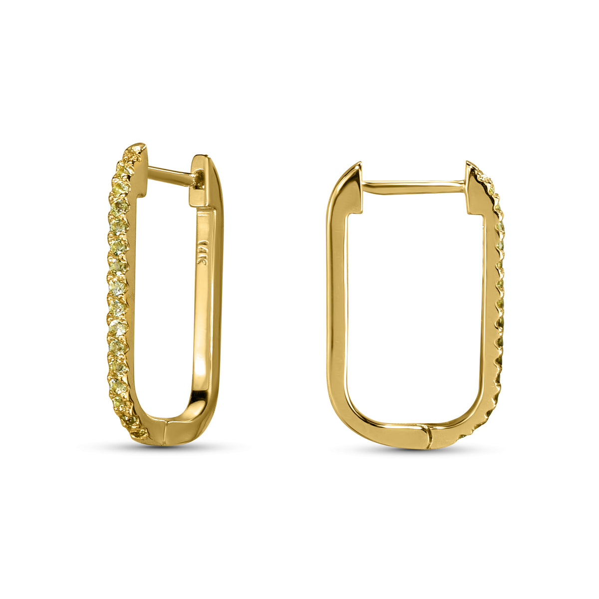 14k Gemstones U-Shape Earring
