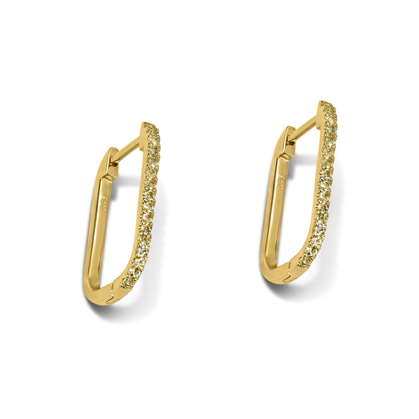 14k Stones U Shape Earring