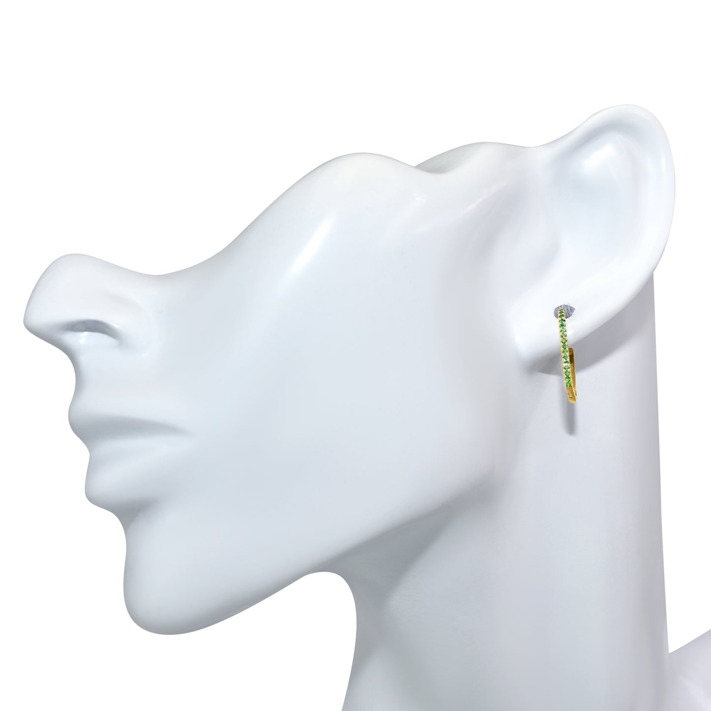 14k Stones U Shape Earring