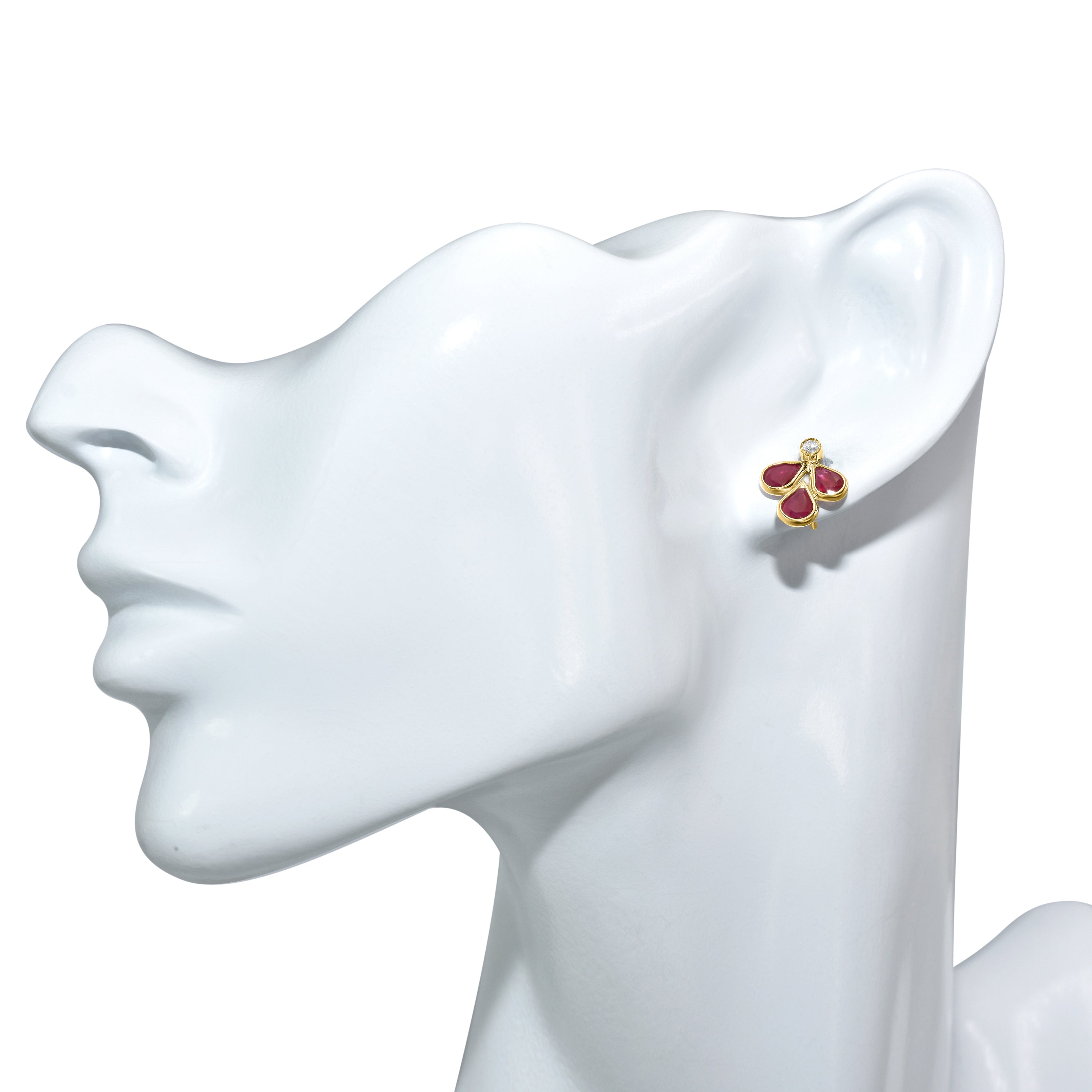 14k Ruby Diamond Drop Shape Earring