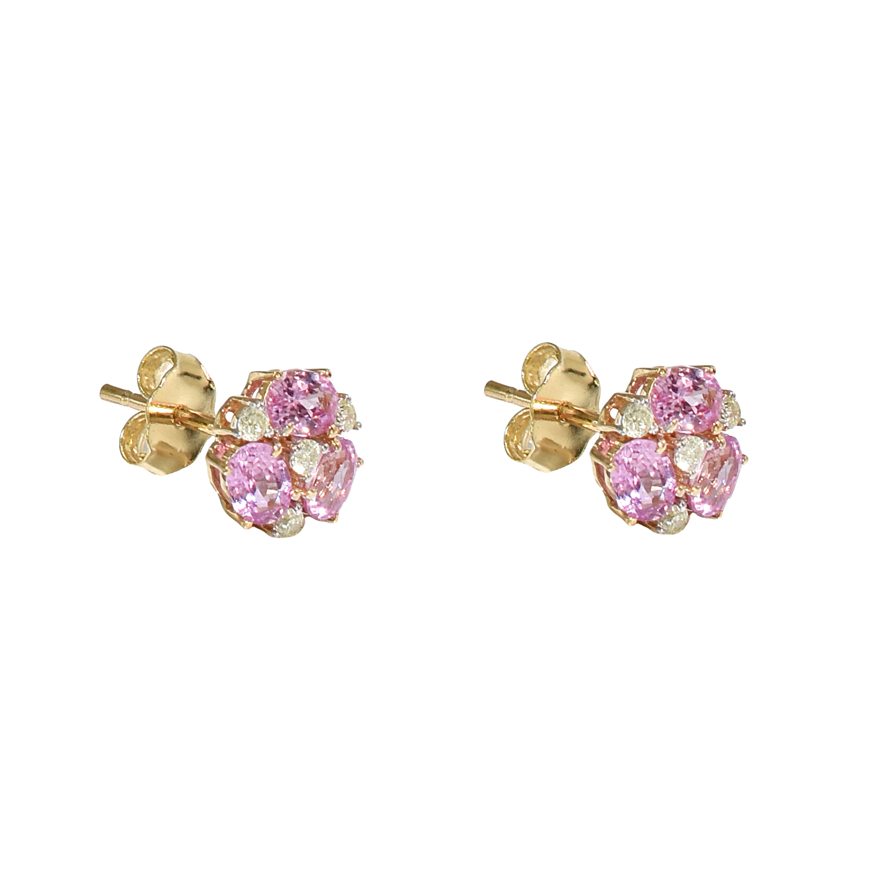 14k Gemstone Diamond Flower Cluster Earring