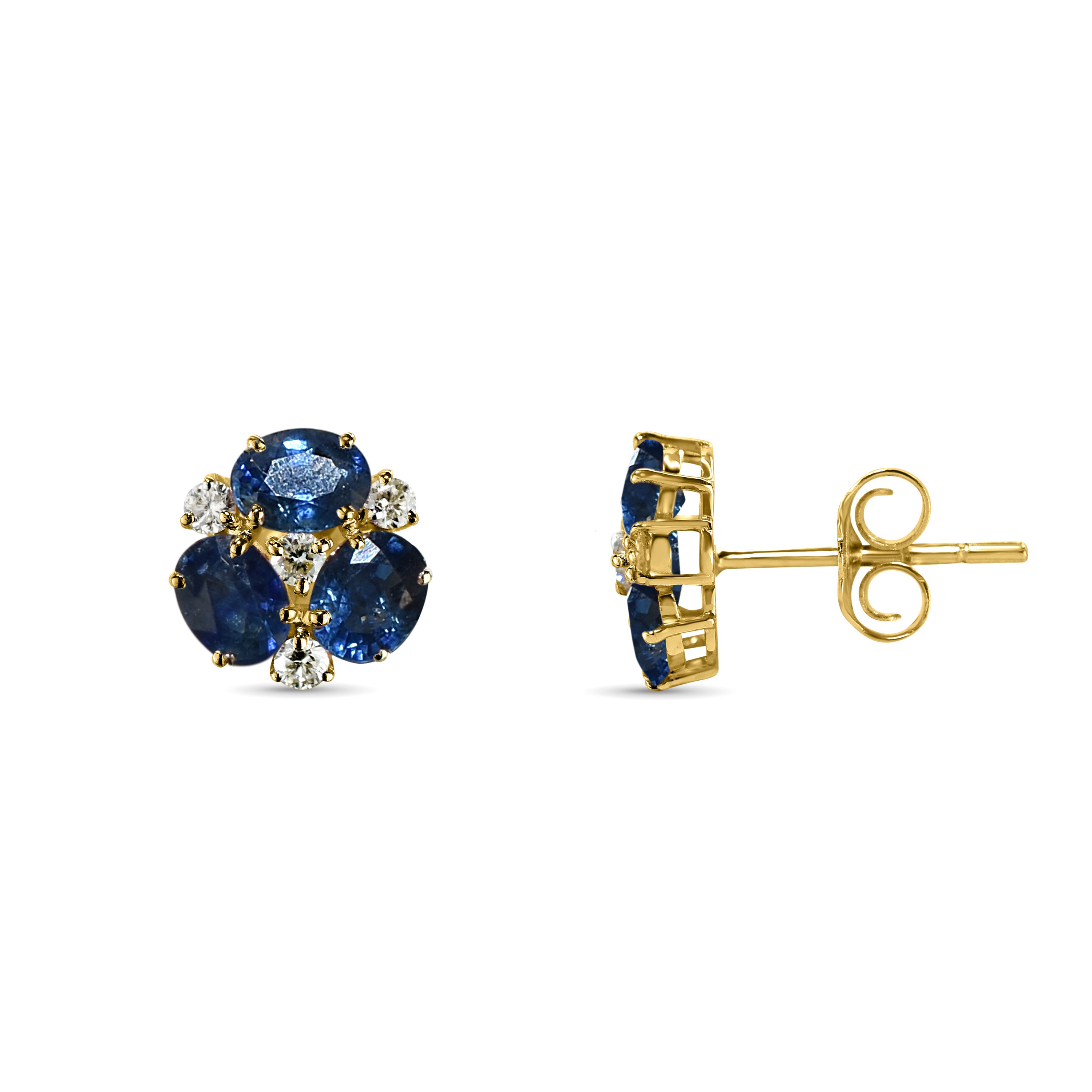 14k Gemstone Diamond Flower Cluster Earring