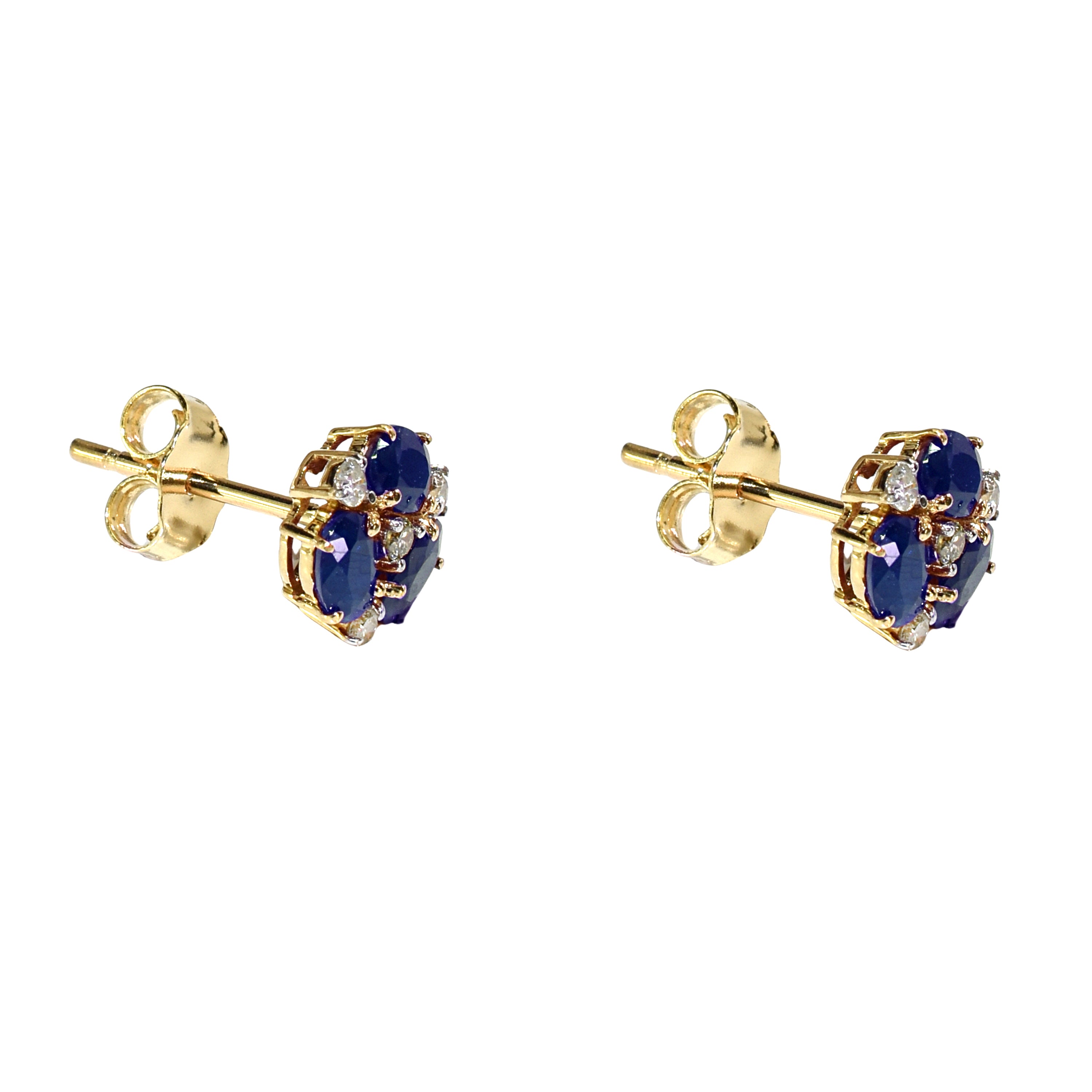 14k Gemstone Diamond Flower Cluster Earring