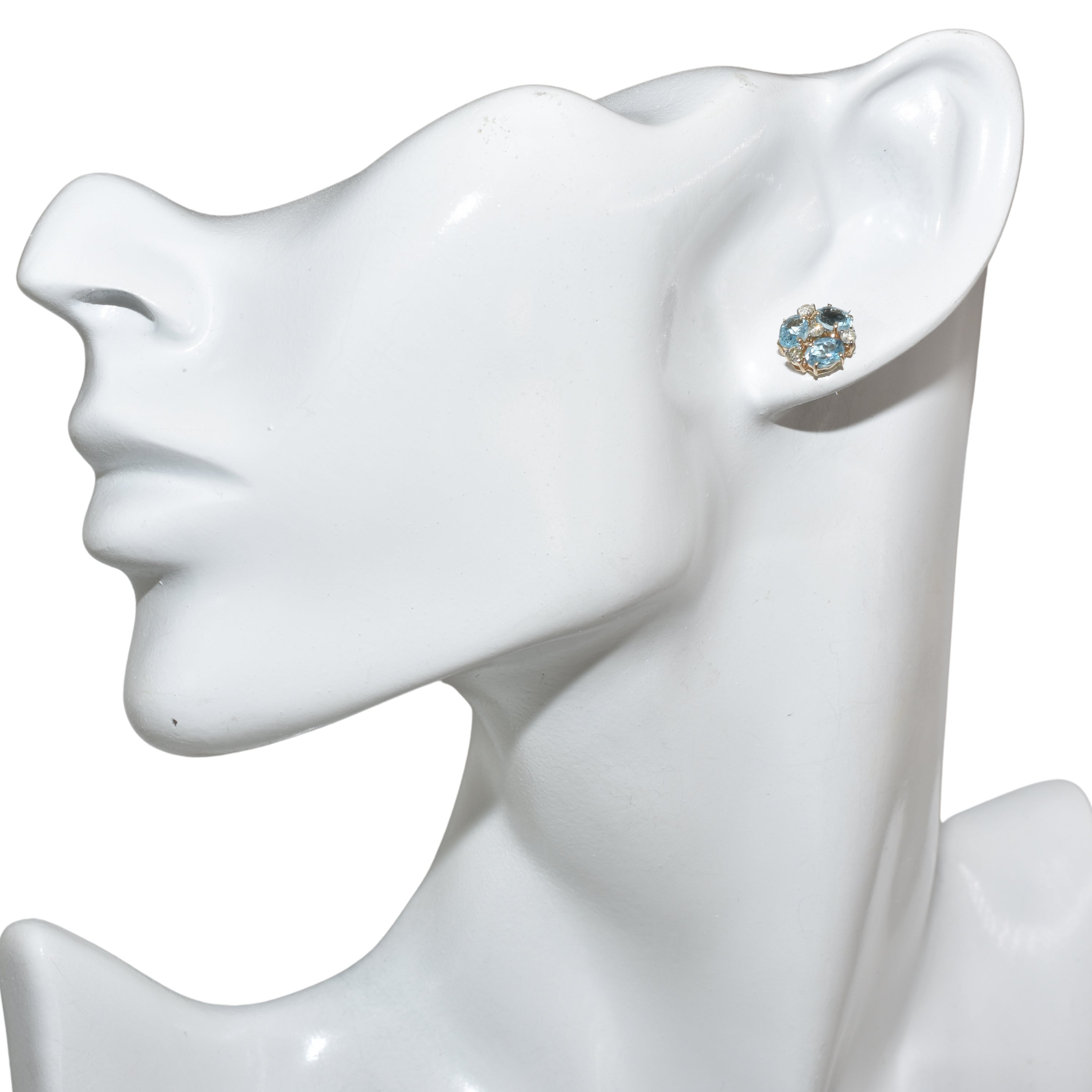 14k Gemstone Diamond Flower Cluster Earring