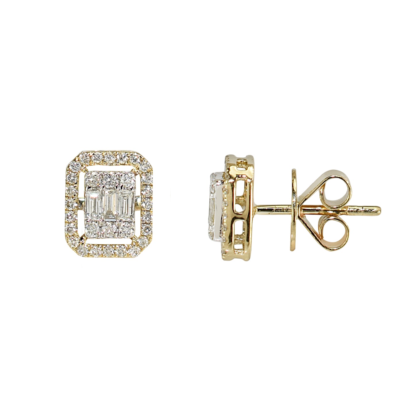 14k Diamond Square Earring