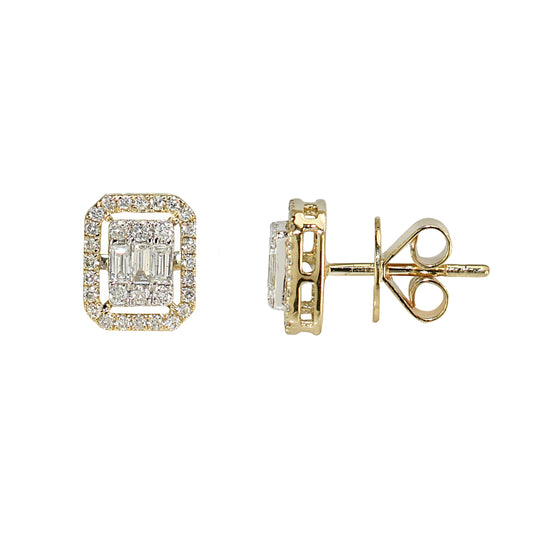14k Diamond Square Earring