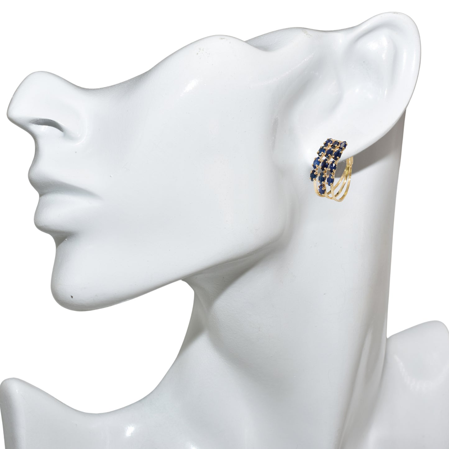 14k Gemstones 3-Row Hoop Earring