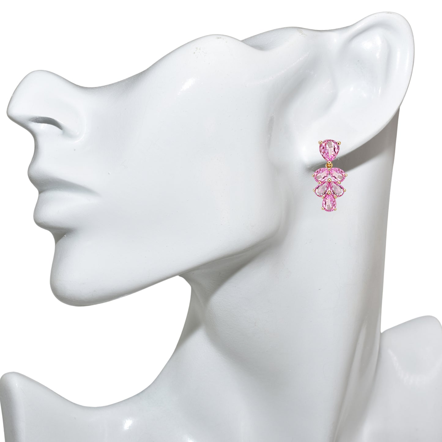 14k Pink Sapphire Leaf Earring
