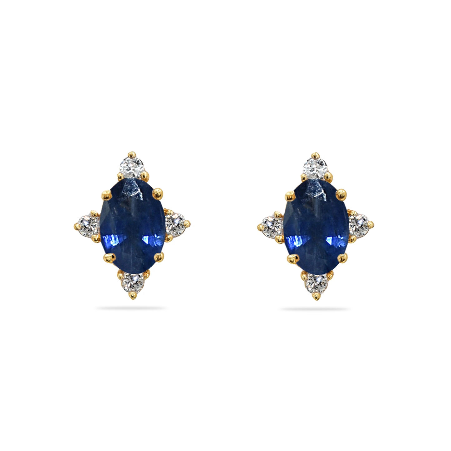 14k Sapphire Diamond Oval Star Earring