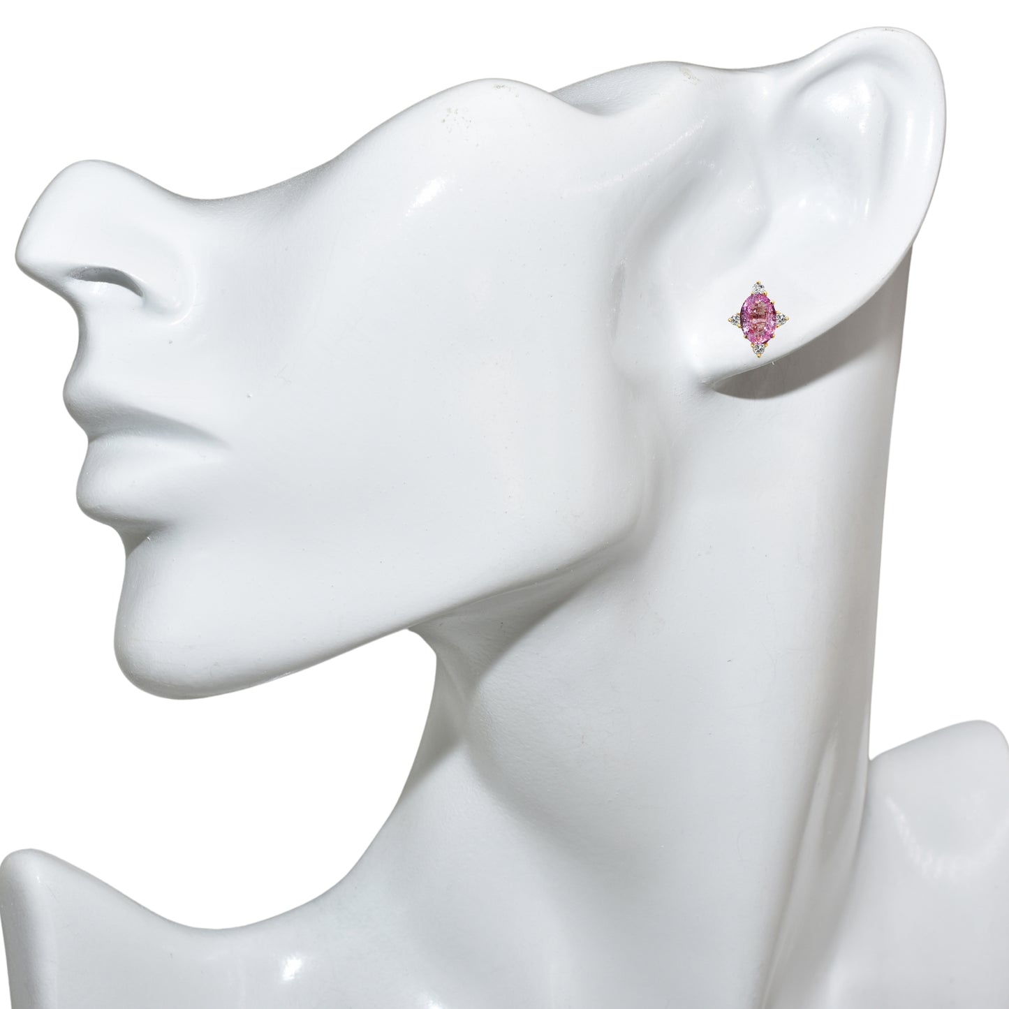 14k Pink Sapphire Diamond Oval Star Earring