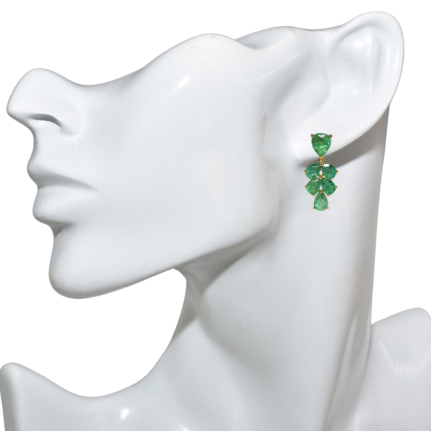 14k Emerald Leaf Cluster Earring