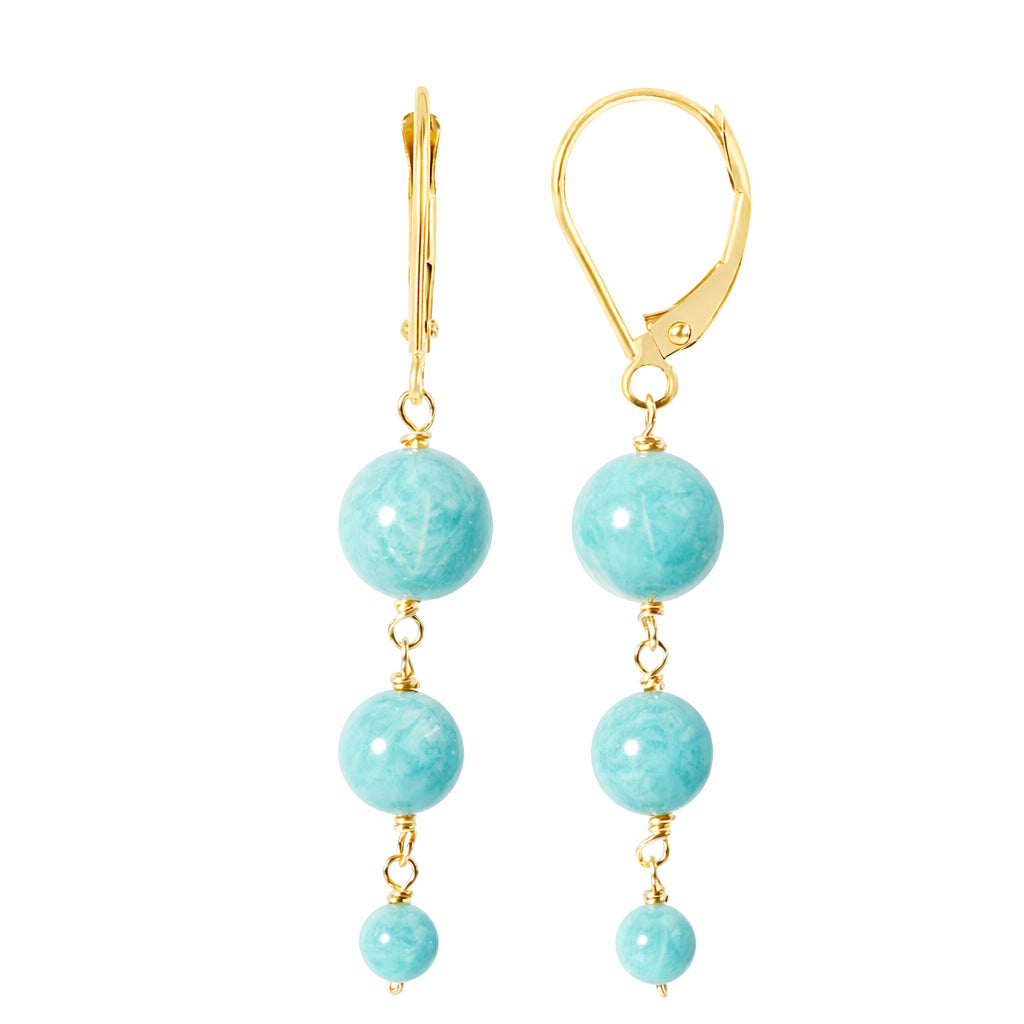 14k Earring Feature Graduated Balls Leverback Earring