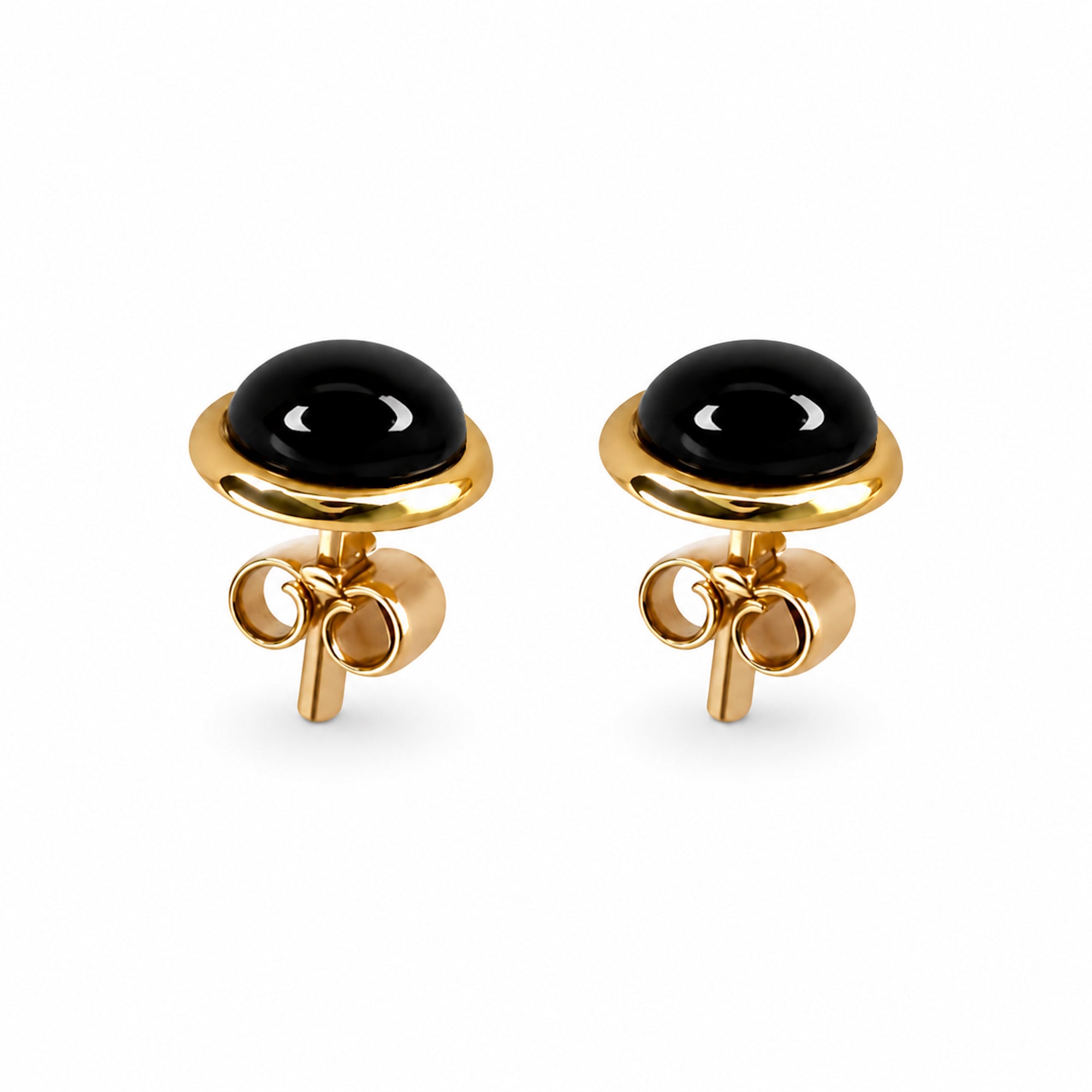 14k Black Onyx Bezel Set Stud Earring