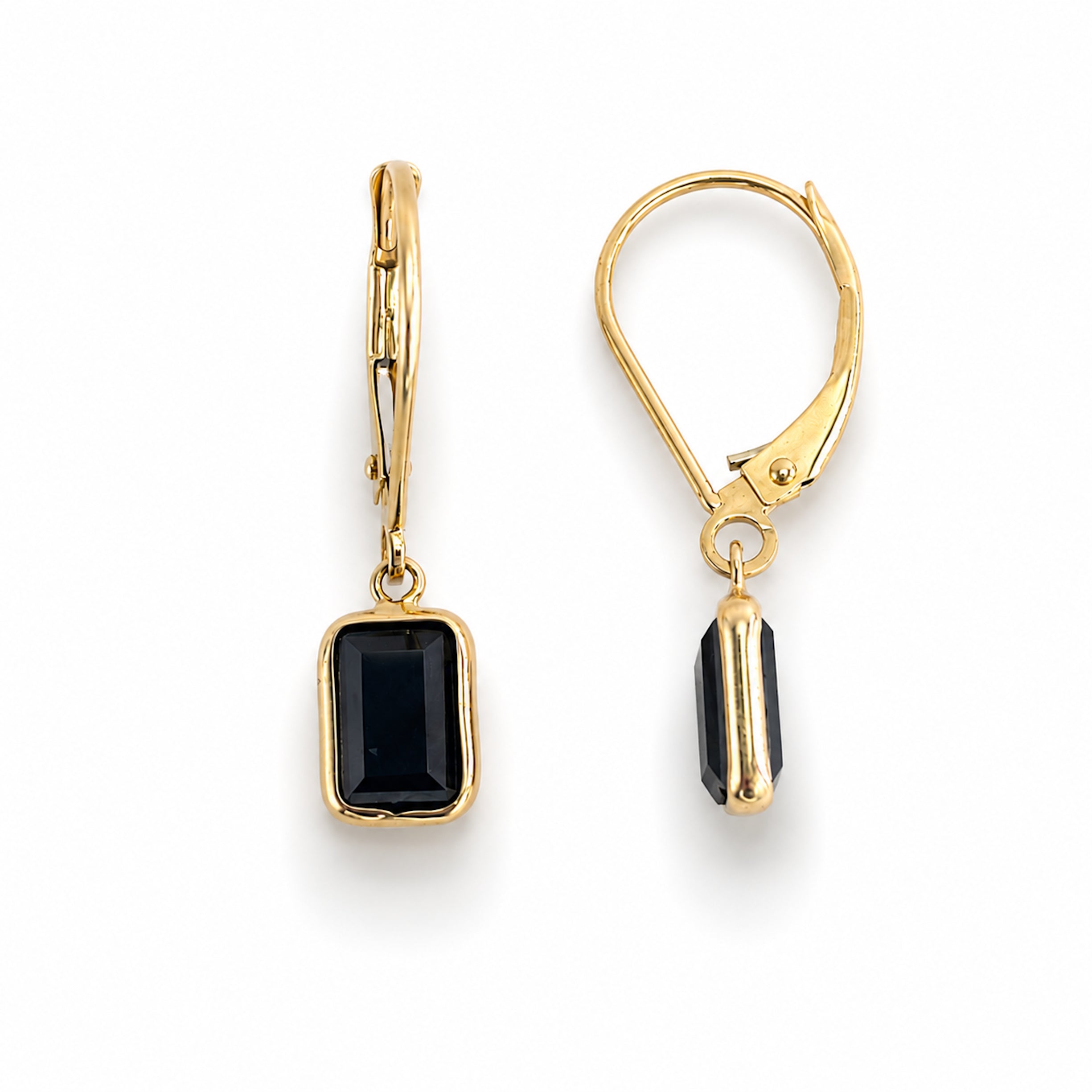14k Black Onyx Leverback Earring
