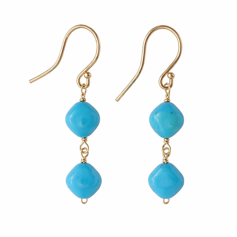 14k Turquoise Rhombus Link Hook Earring