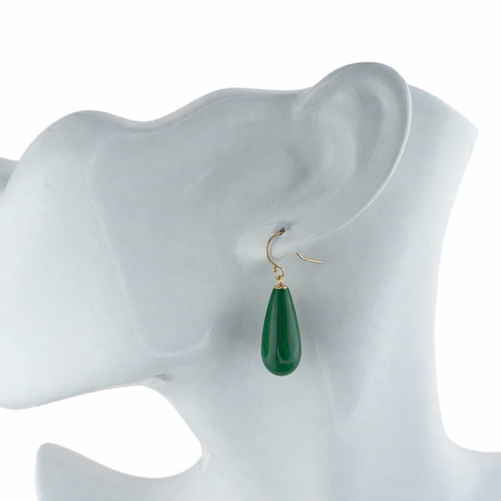 14k Malachite Drop Hook Earring
