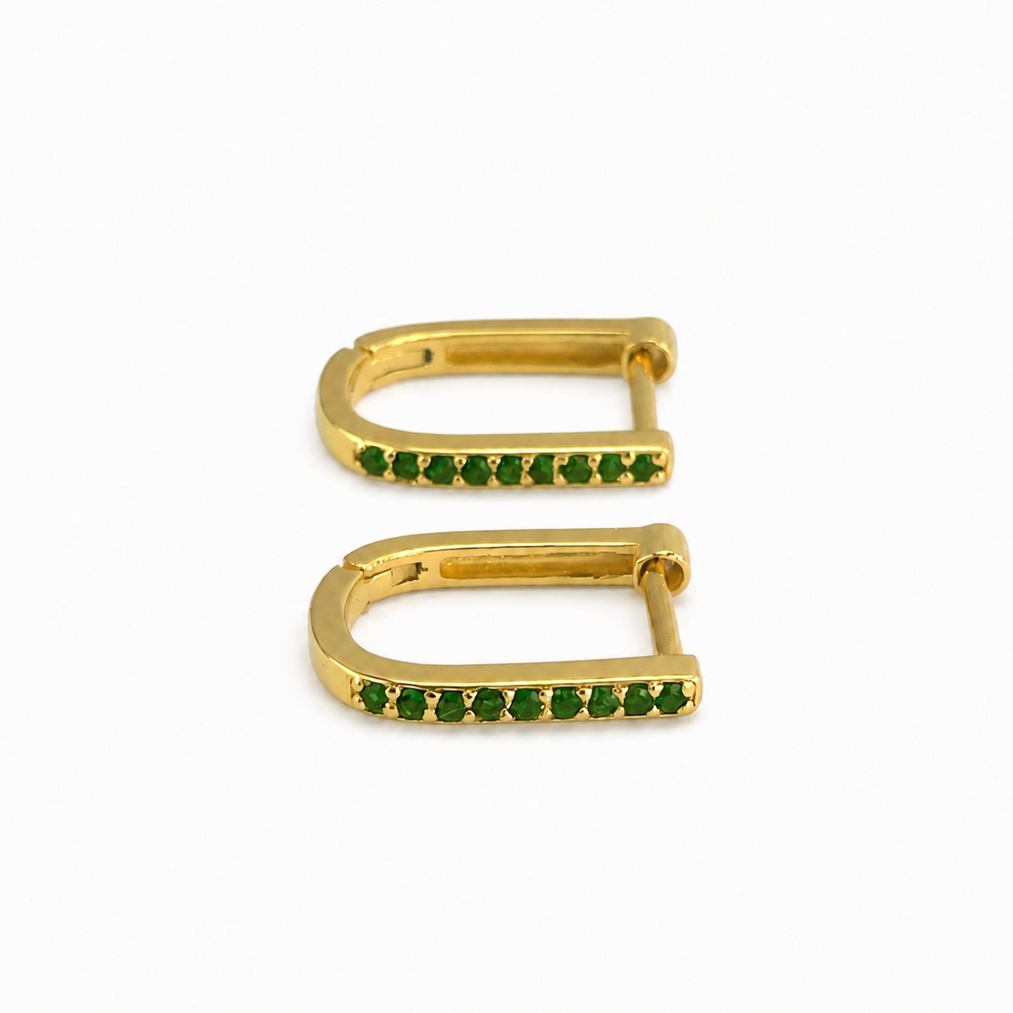 14k Emerald U-Shape Earring