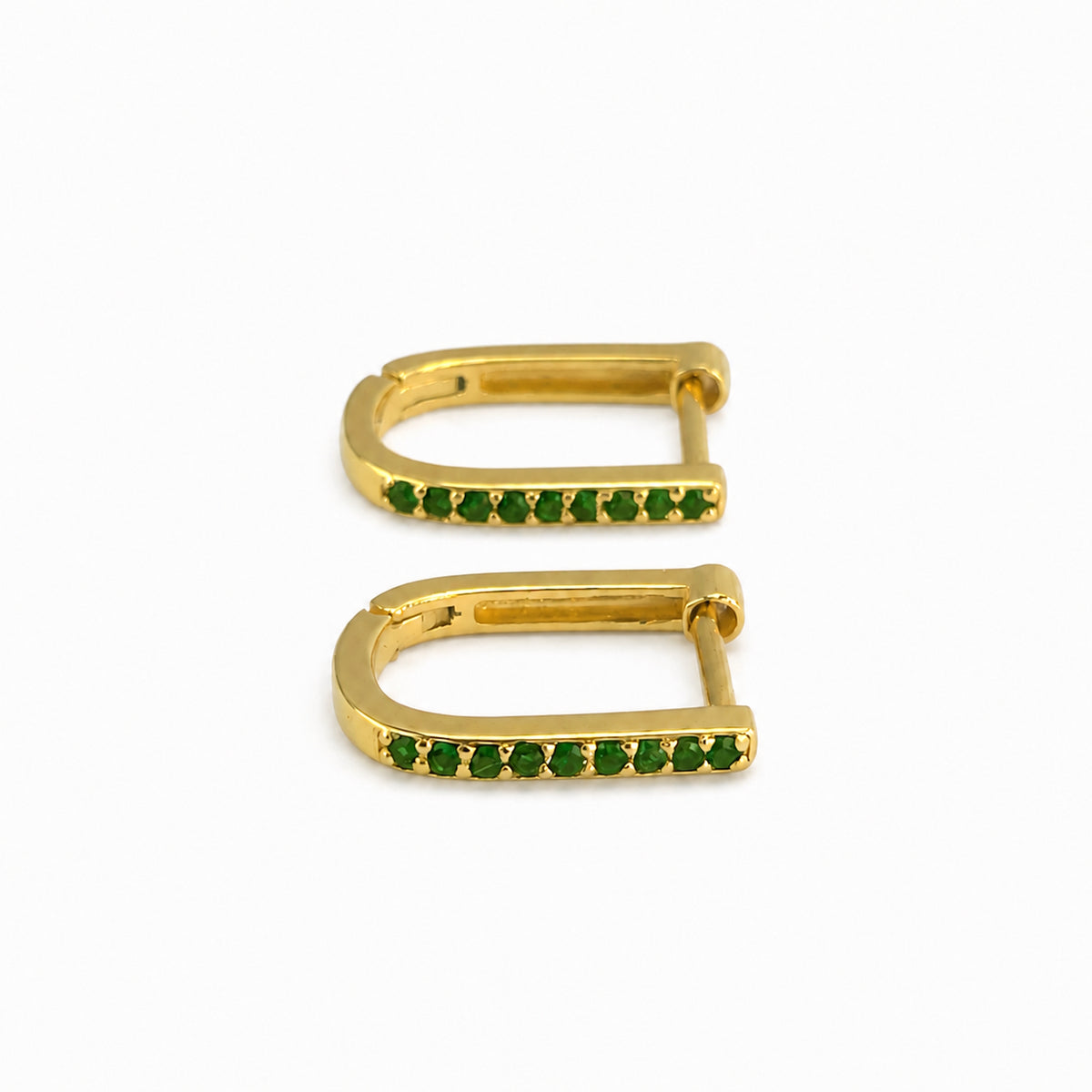 14k Emerald Diamond Ruby Sapphire U-Shape Earring