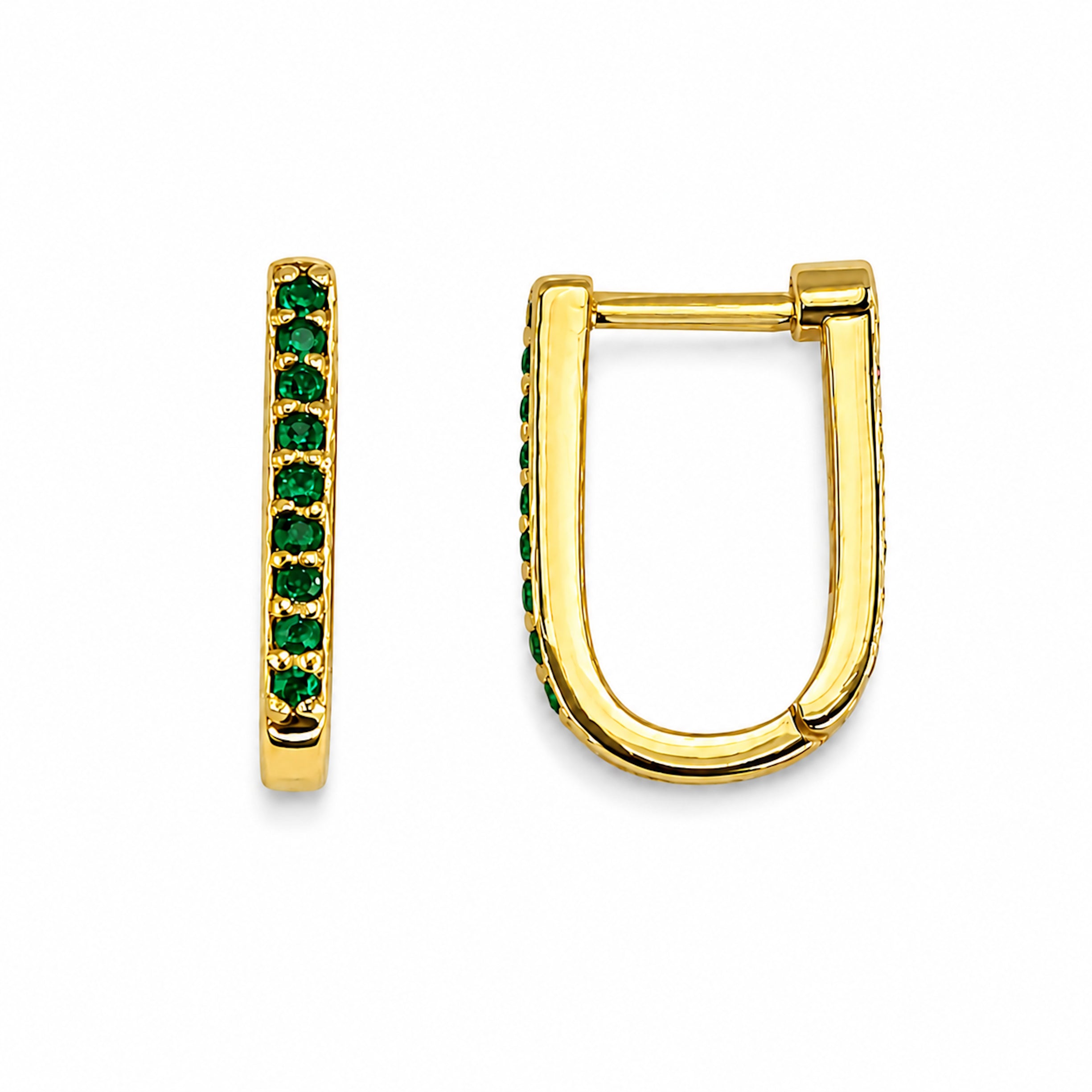 14k Emerald Diamond Ruby Sapphire U-Shape Earring