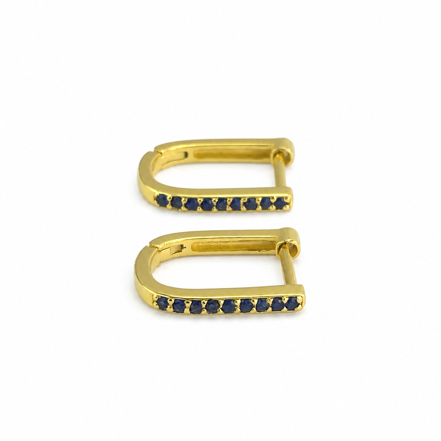 14k Sapphire U-Shape Earring