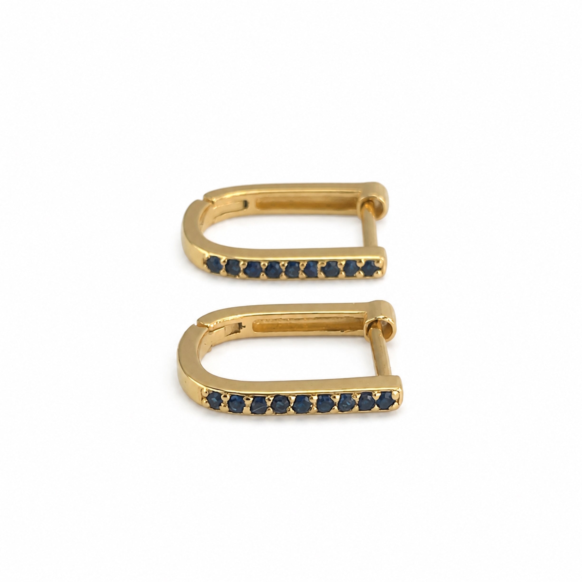 14k Emerald Diamond Ruby Sapphire U-Shape Earring
