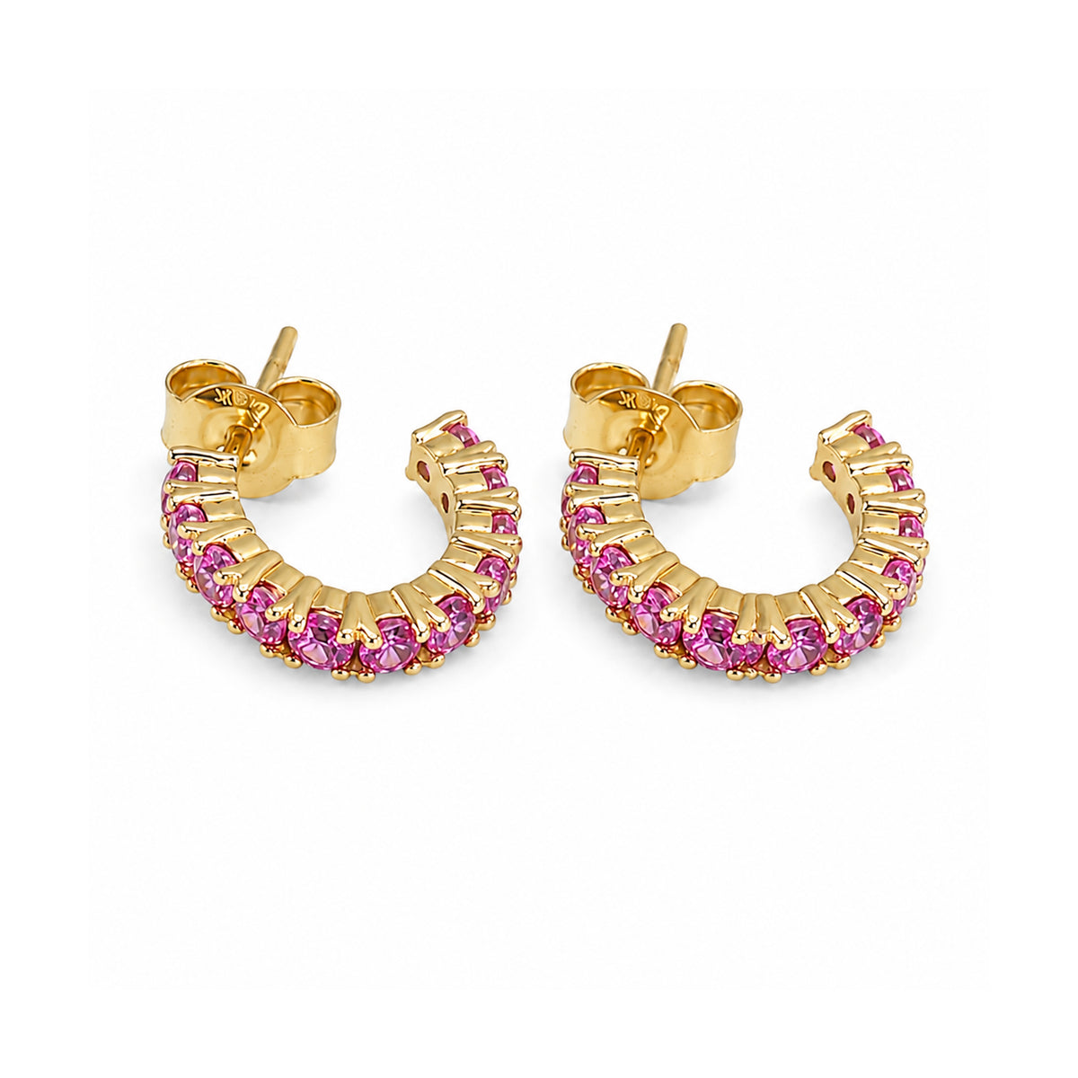 14k Gemstones Open Hoop Earring