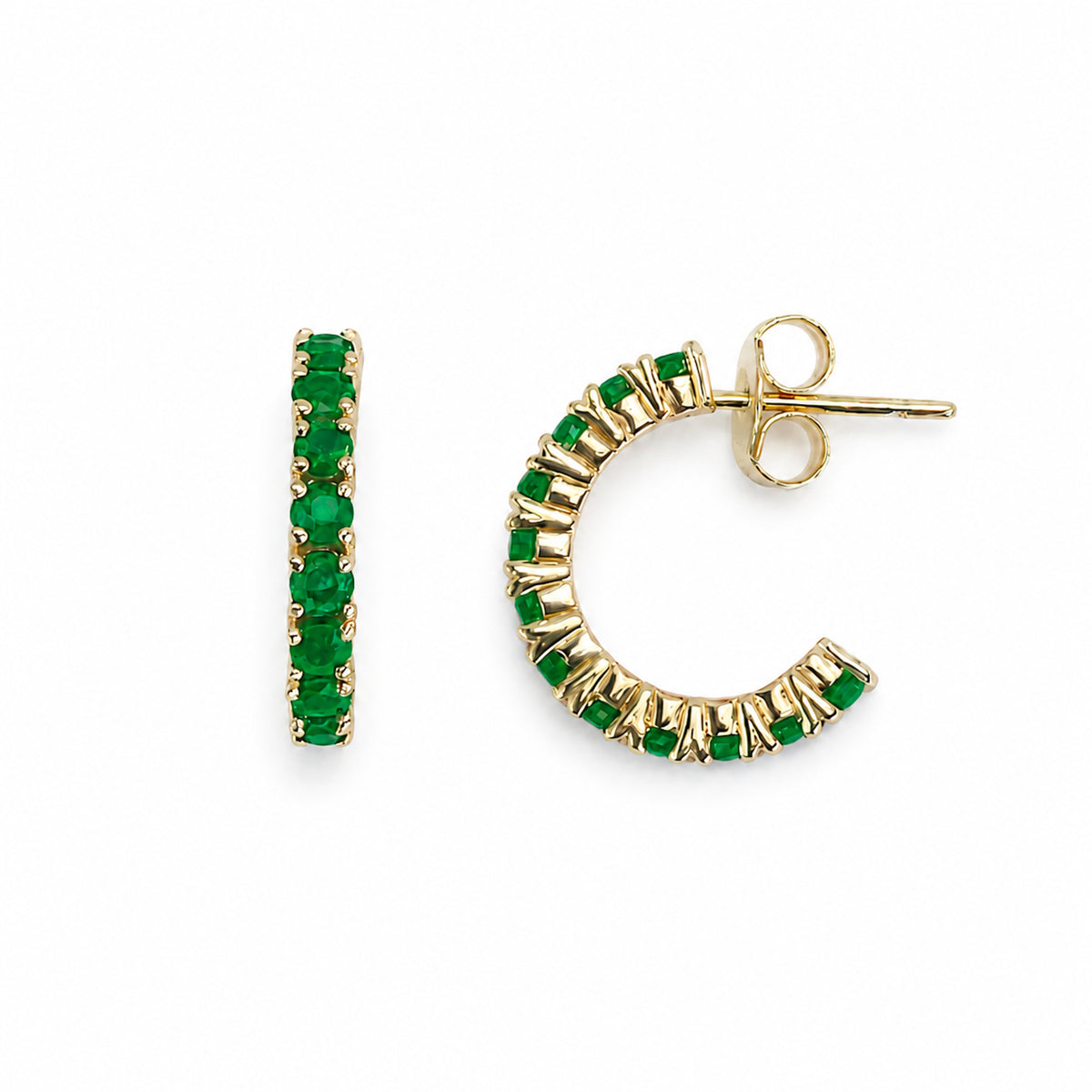 14k Gemstones Open Hoop Earring
