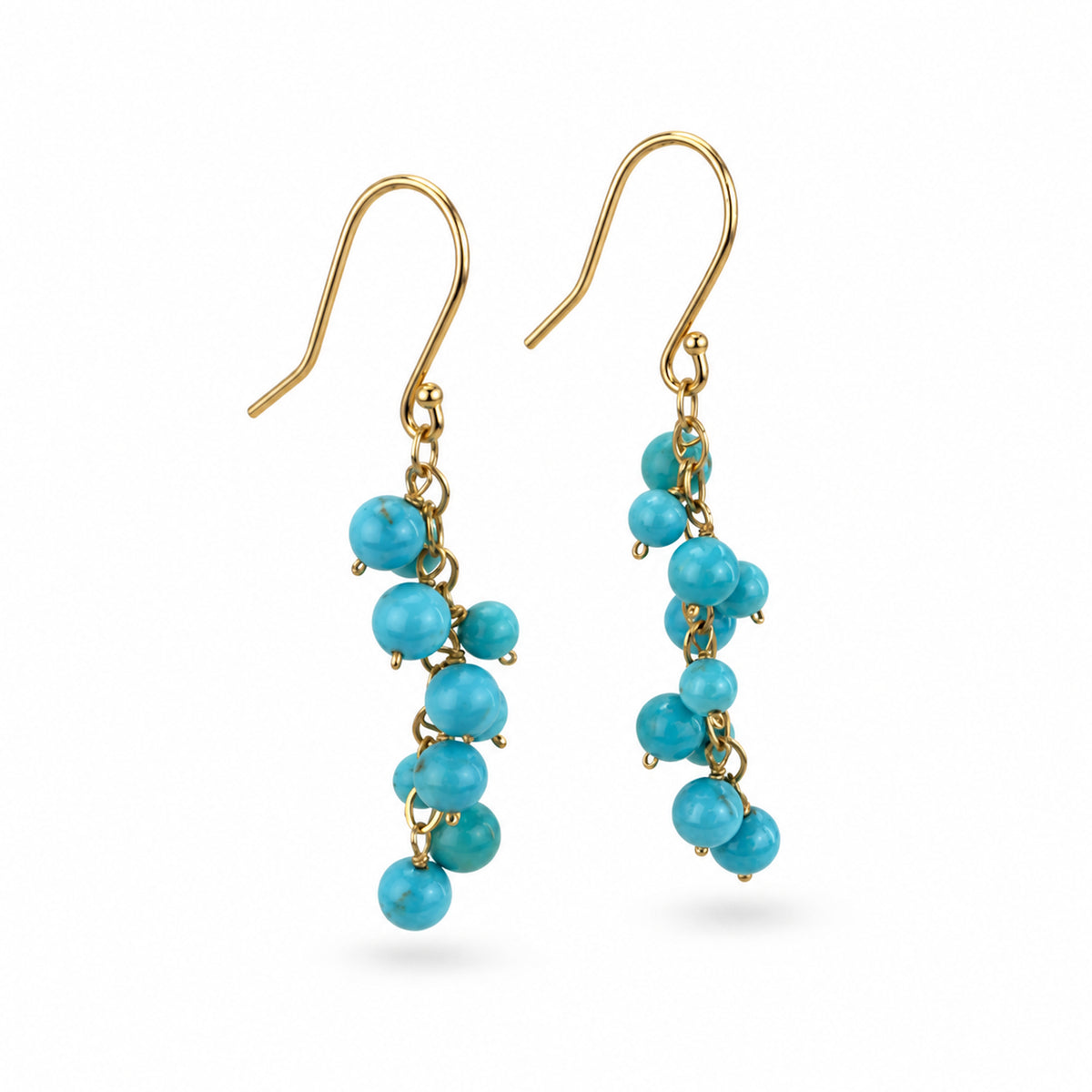 14k Turquoise Cluster Drop Hook Earring