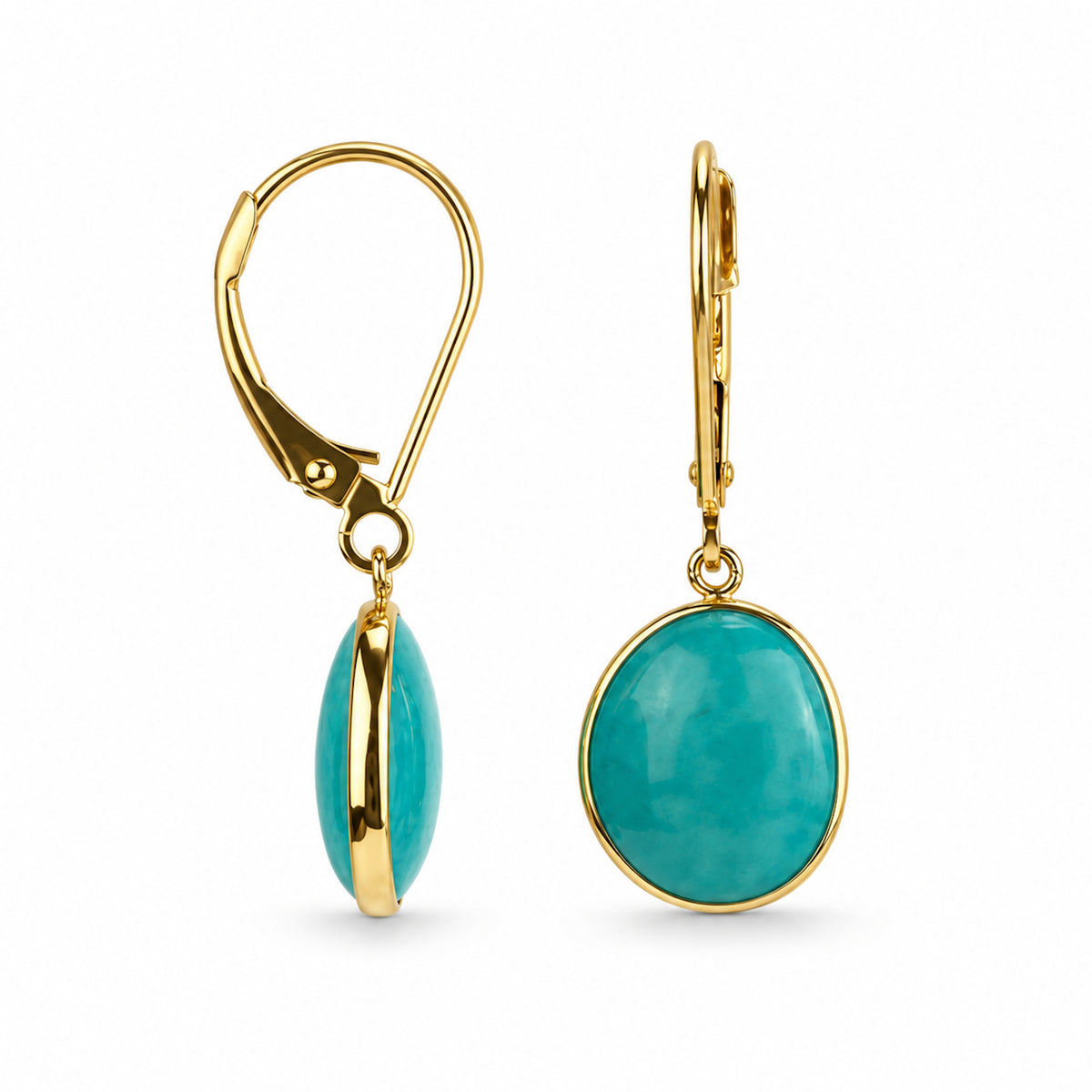 14k Stabilized Turquoise Leverback Earring