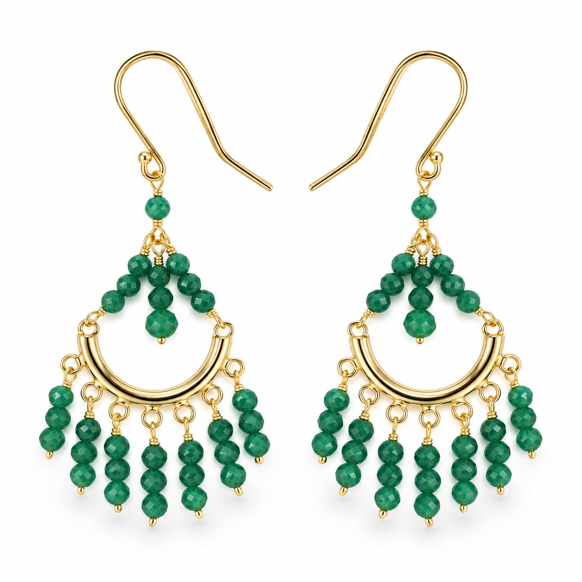14k Dyed Ruby, Emerald or Sapphire Chandelier Hook Earring