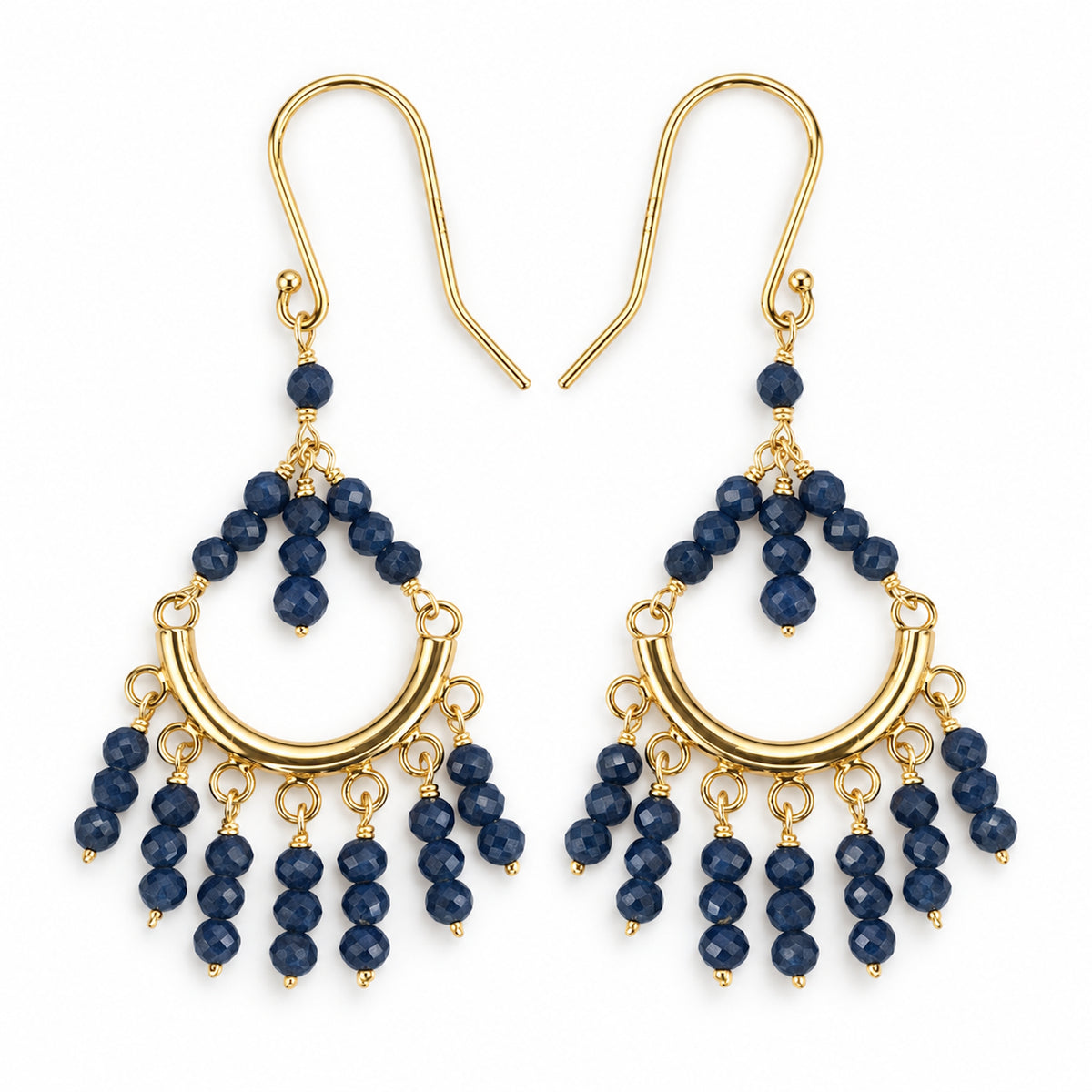 14k Dyed Ruby, Emerald or Sapphire Chandelier Hook Earring