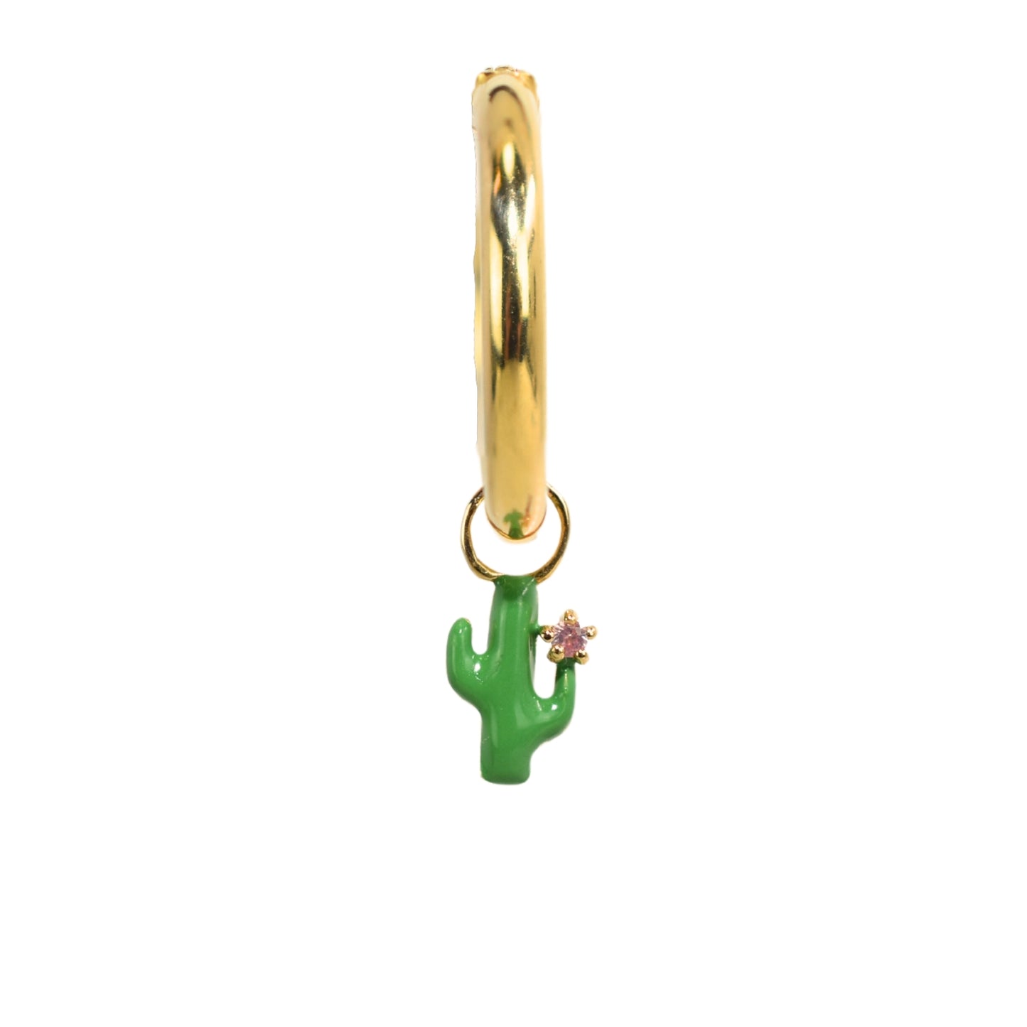 14k Enamel & Pink Sapphire Cactus Charm