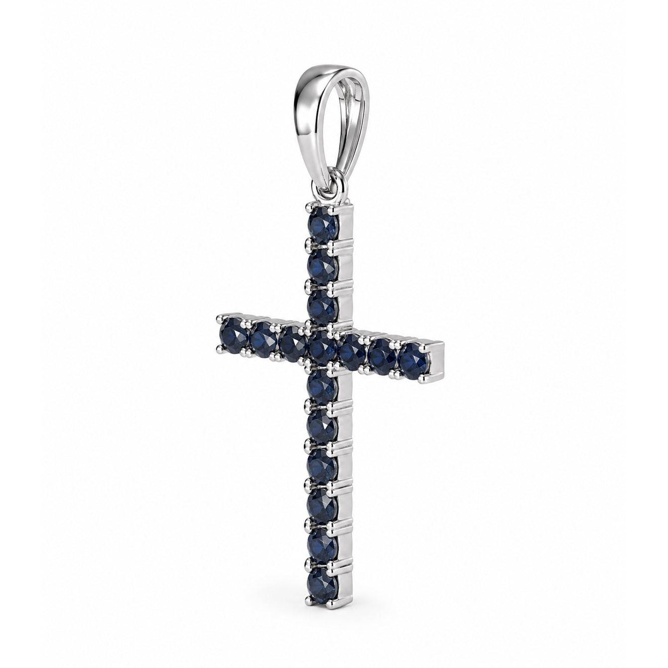 14k Gold Cross Prong Set Emerald Ruby or Sapphire Pendant