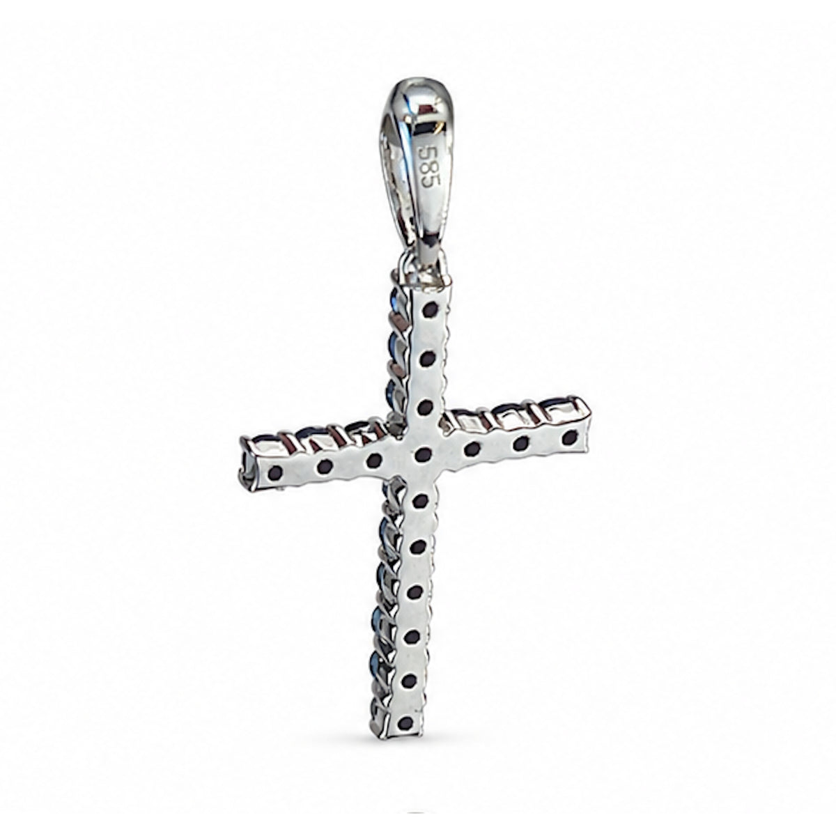14k Gold Cross Prong Set Emerald Ruby or Sapphire Pendant