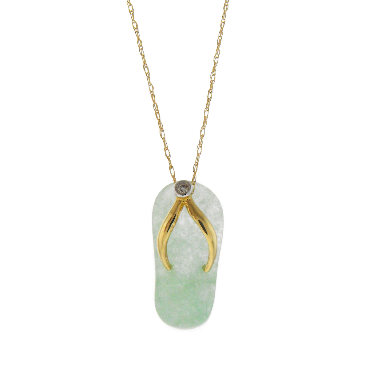 14k Gemstones Diamond 0.01CT Flip Flop Necklace