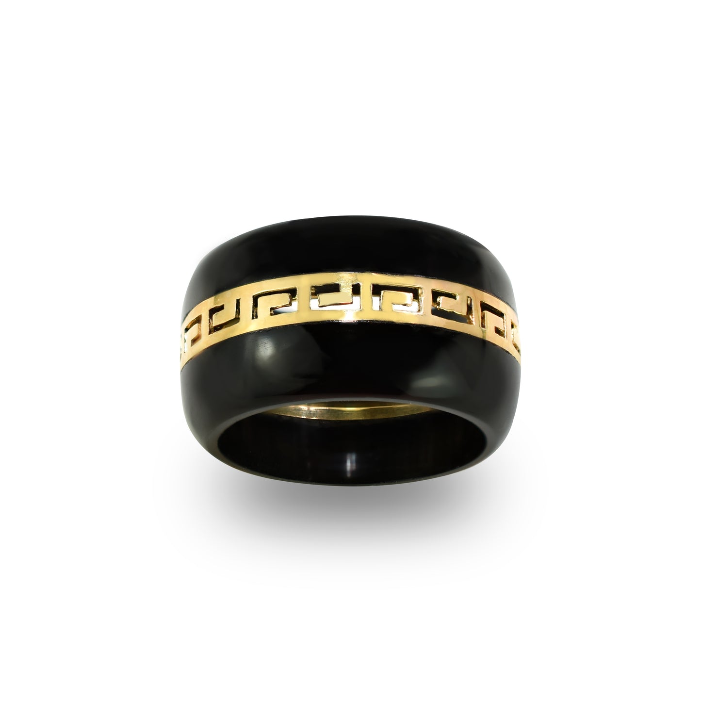 14k Black Onyx Greek Key Ring