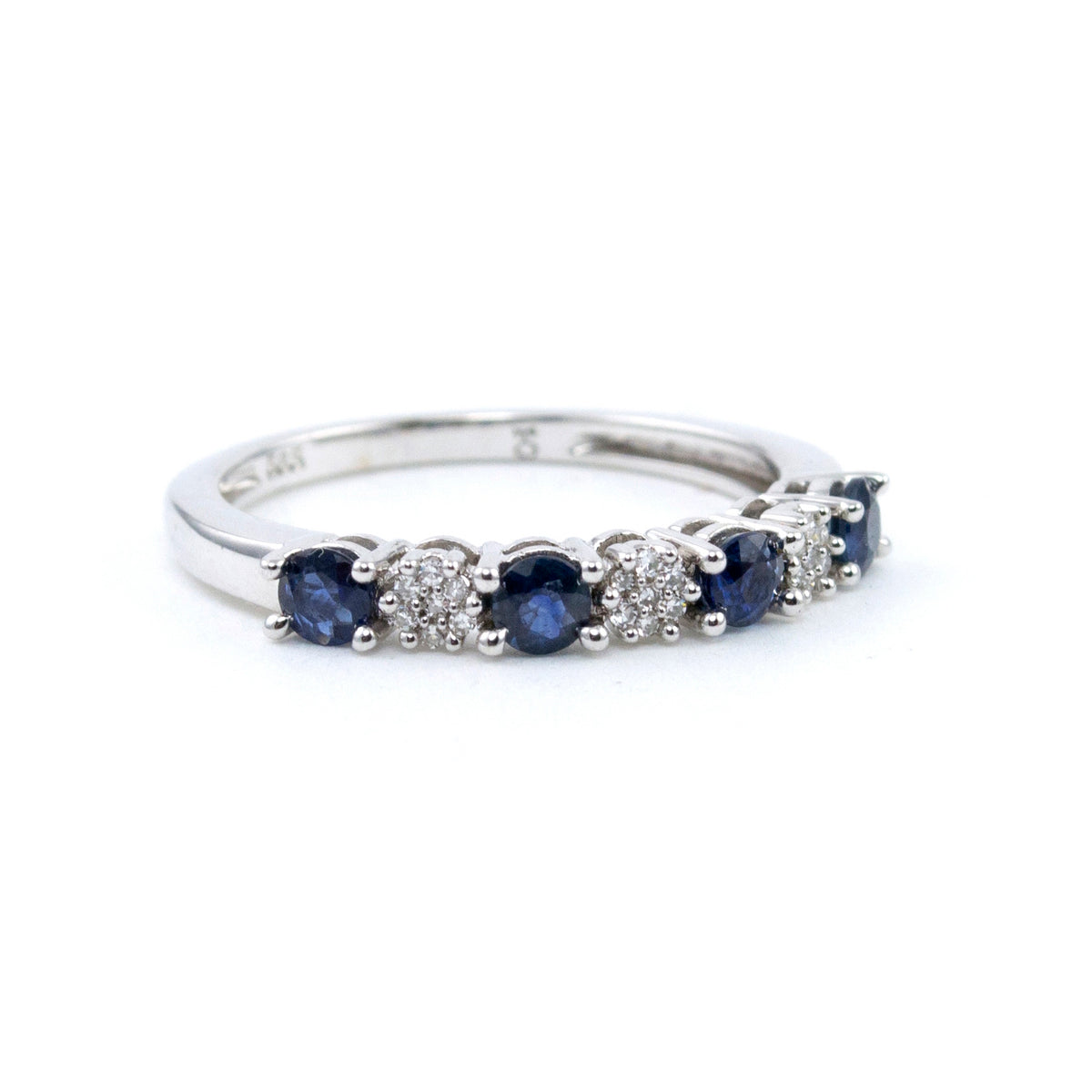 14k White Gold Sapphire Diamond Ring