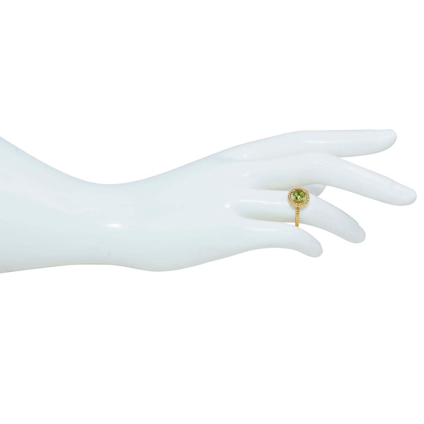 14k Yellow Gold Peridot Halo Ring