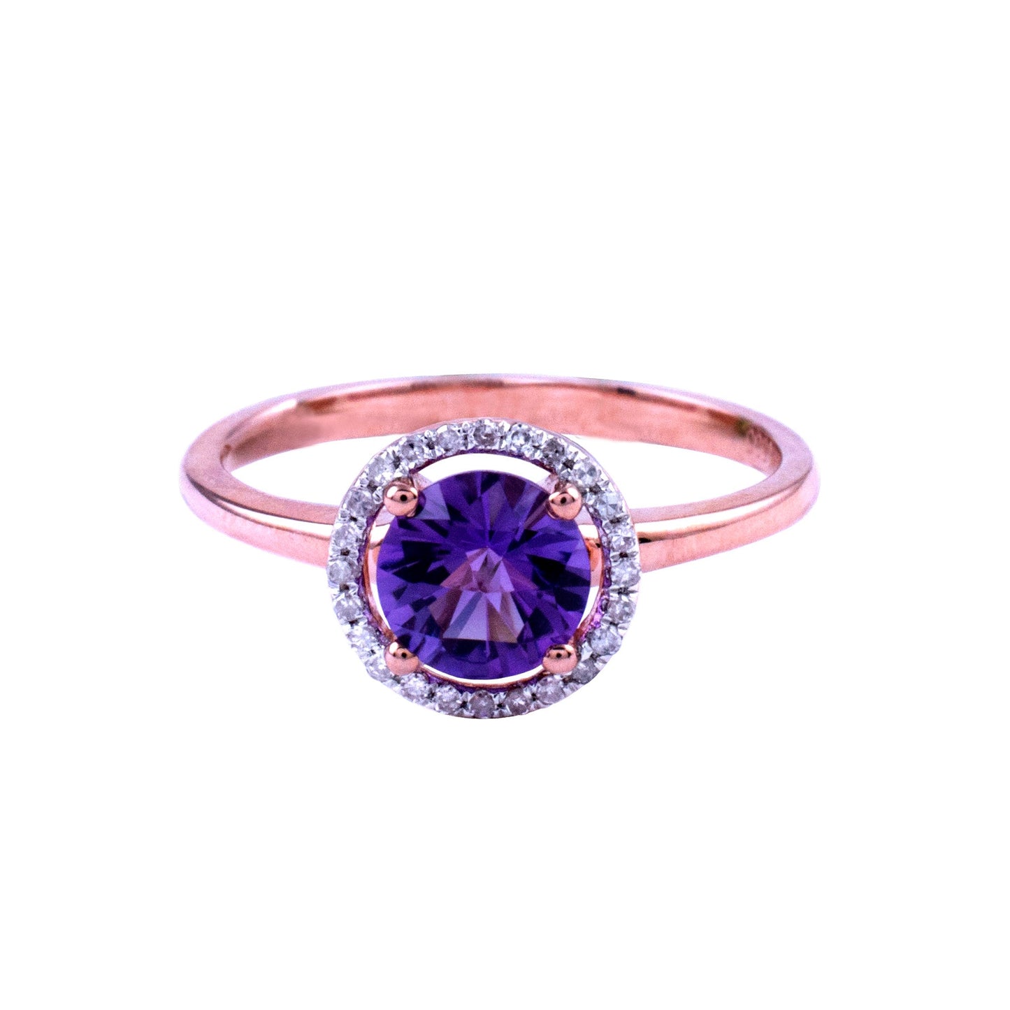 14k Amethyst Diamond 0.08ct Ring