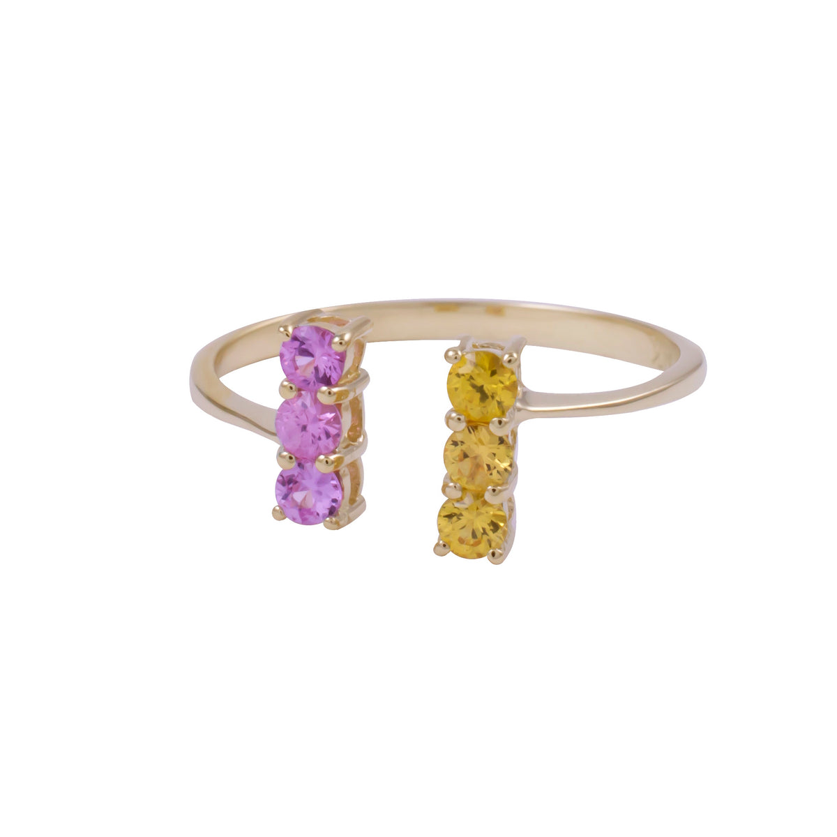 14k Pink and Yellow Sapphire Open Ring