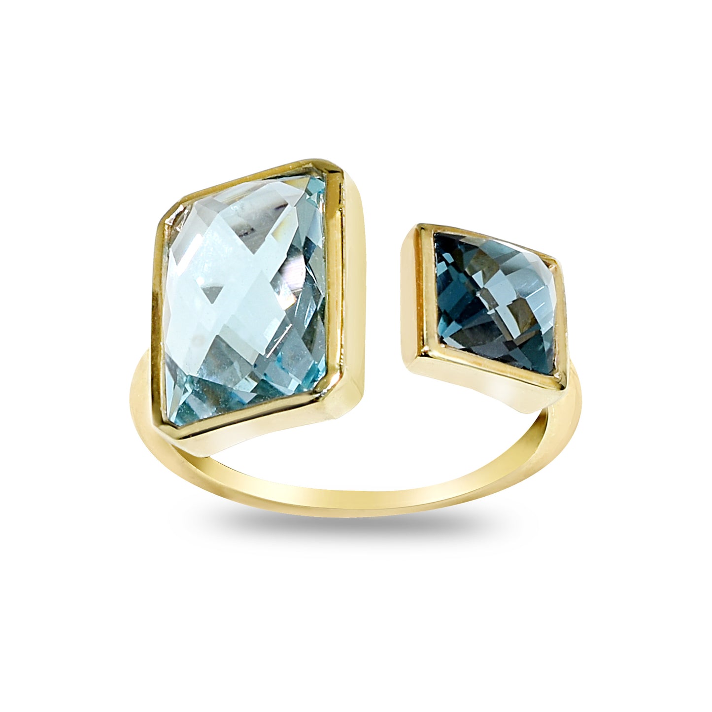 14k Sky and London Blue Topaz Open Ring
