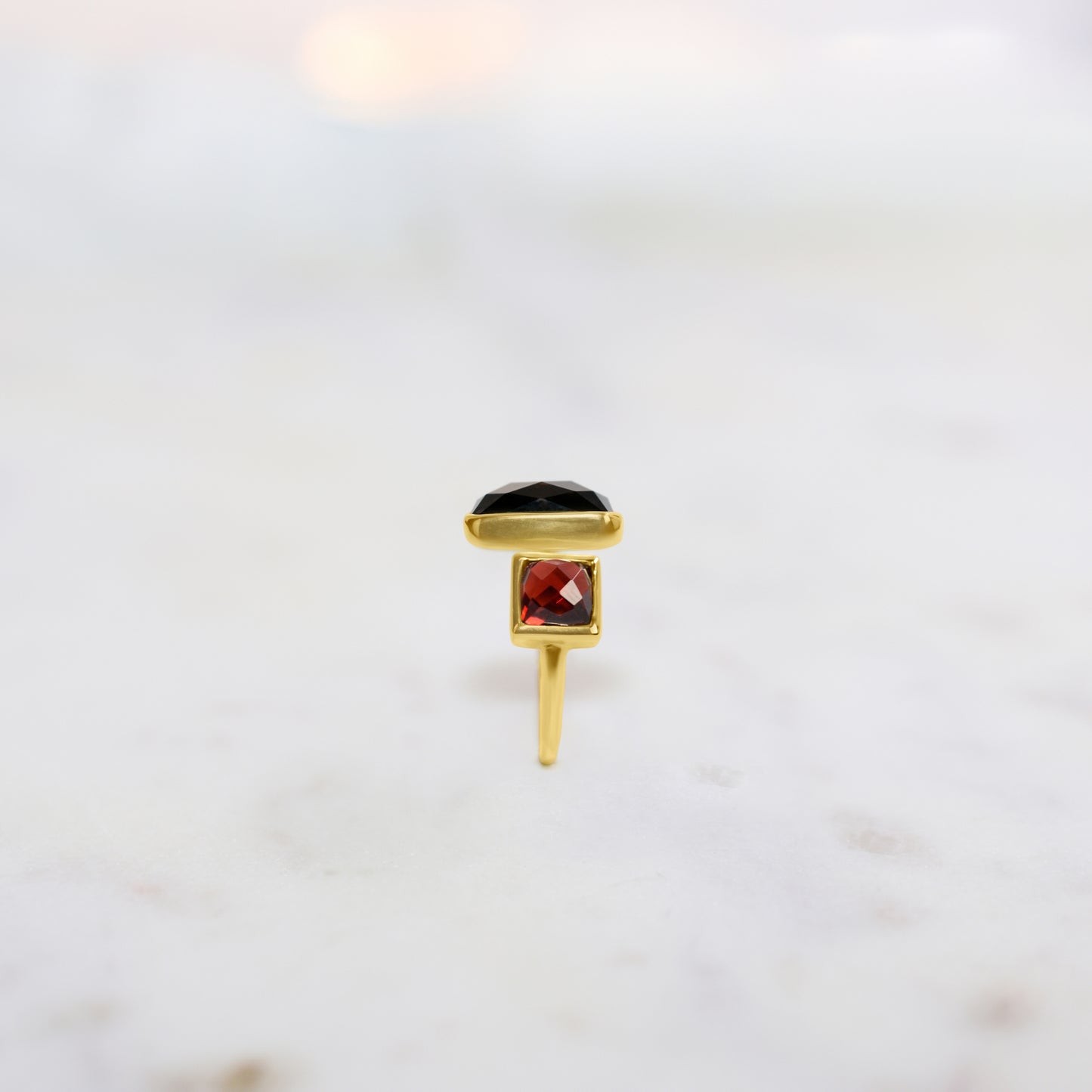 14k Garnet Smoky Quartz Open Ring