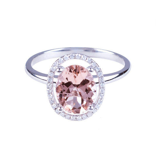 18k White Gold Morganite Diamond Ring