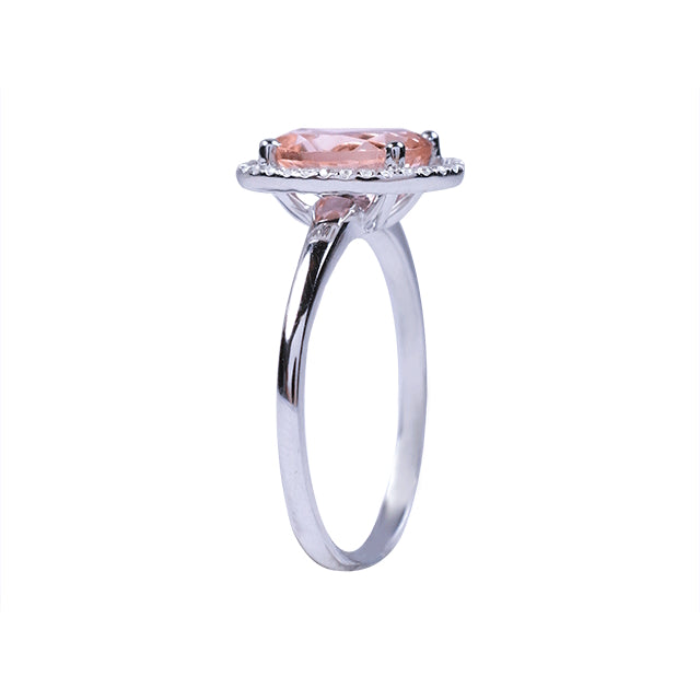 18k White Gold Morganite Diamond Ring