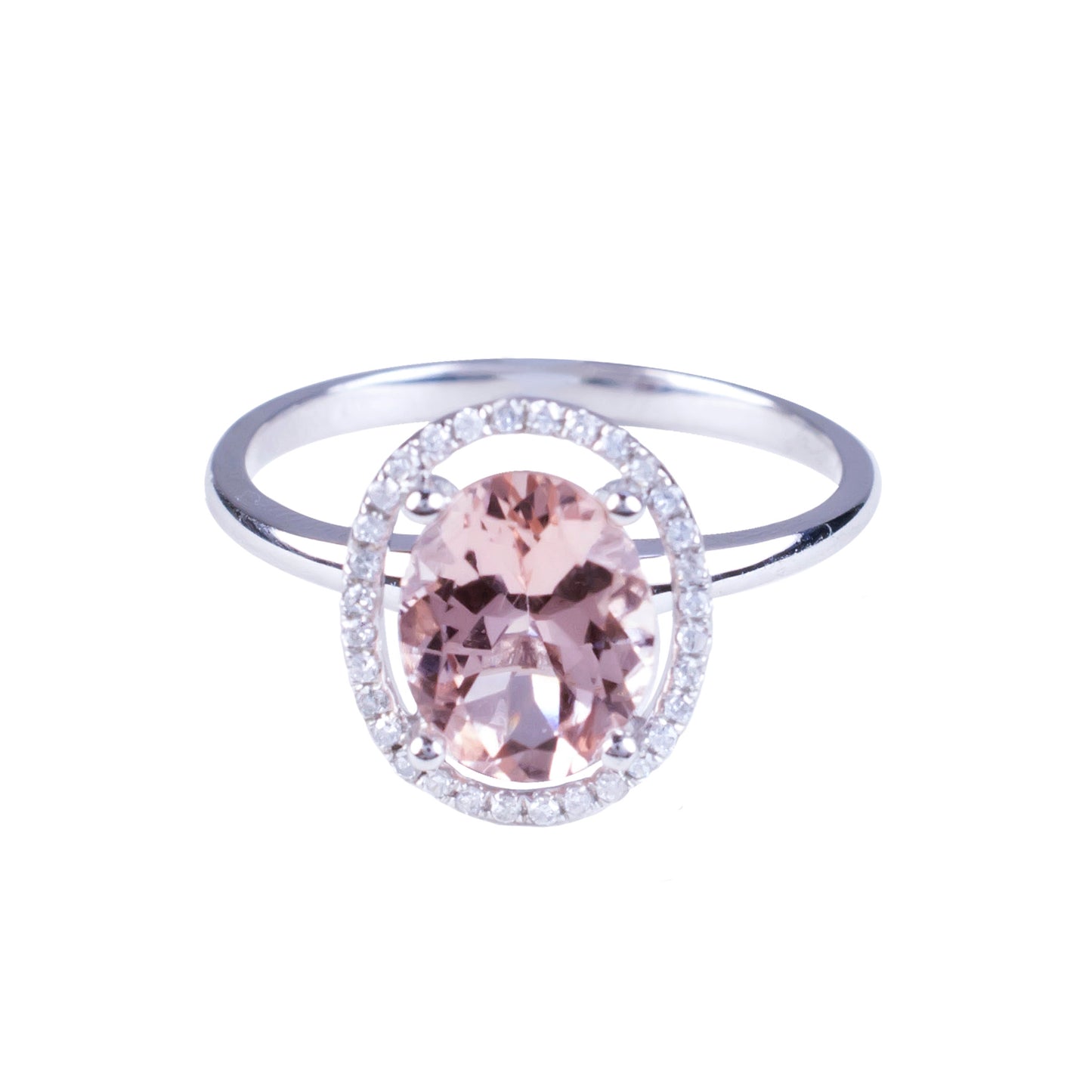 18k White Gold Morganite Diamond Ring