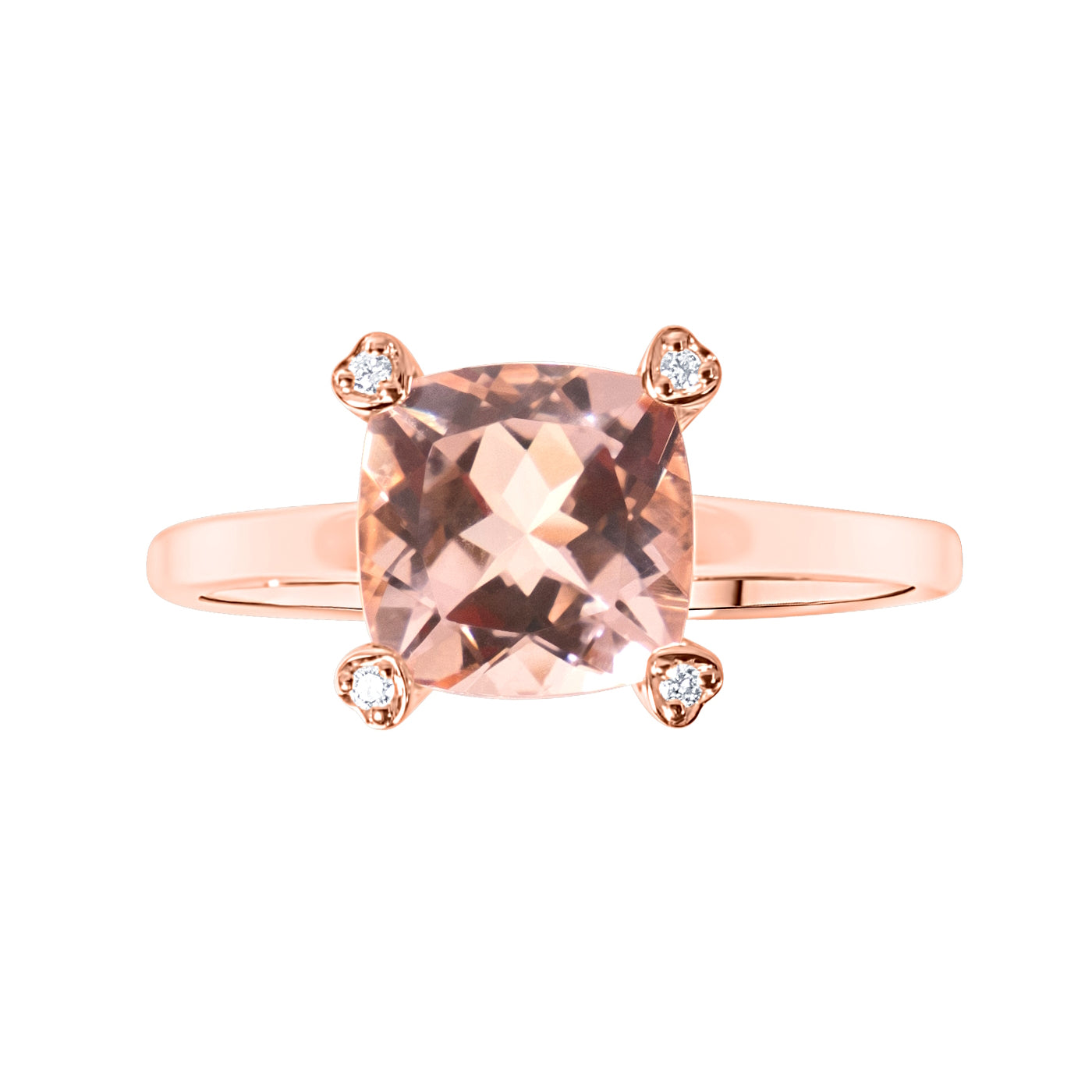 14k Rose Gold Morganite Vs Dia Square Ring - Size 7
