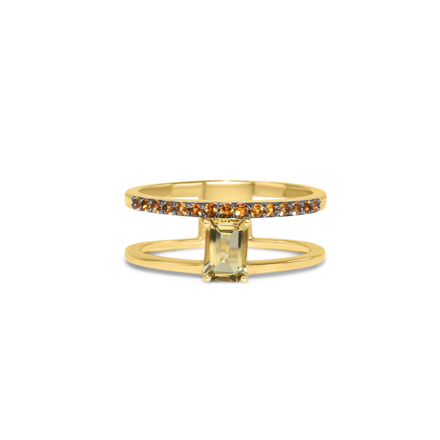14k Yellow Beryl & Citrine Open Band Ring